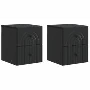vidaXL Väggmonterat Sängbord med låda 2 pcs Svart 33 x 34,5 x 40 cm