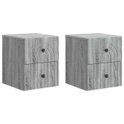vidaXL Väggmonterat Sängbord 2 pcs Grå sonoma-ek 33 x 34,5 x 40 cm