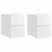 vidaXL Väggmonterat Sängbord 2 pcs Vit högglans 33 x 34,5 x 43 cm