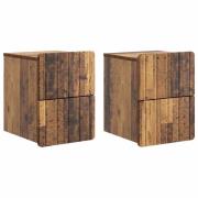 vidaXL Väggmonterat Sängbord 2 pcs Gammalt trä 33 x 34,5 x 43 cm