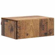 vidaXL Väggmonterat Sängbord med låda Gammalt trä 49 x 34,5 x 20 cm