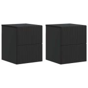 vidaXL Väggmonterat Sängbord med låda 2 pcs Svart 33 x 34,5 x 40 cm