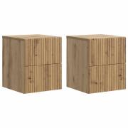vidaXL Väggmonterat Sängbord 2 pcs Artisan-ek 33 x 34,5 x 40 cm