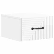 vidaXL Väggmonterat Sängbord med låda Vit högglans 34,5 x 33 x 20 cm