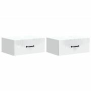 vidaXL Väggmonterat Sängbord med låda 2 pcs Vit 49 x 34,5 x 20 cm