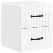 vidaXL Väggmonterat Sängbord med låda Vit högglans 34,5 x 33 x 40 cm