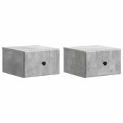 vidaXL Väggmonterat Sängbord 2 pcs Betonggrå 34,5 x 33 x 20 cm