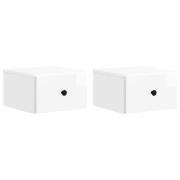 vidaXL Väggmonterat Sängbord 2 pcs Vit högglans 34,5 x 33 x 20 cm
