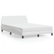 vidaXL Bed with Mattress "Dover" White 140x200 cm Faux Leather