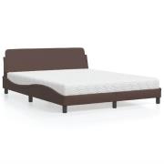 vidaXL Bed with Mattress "Dover" Brown 160x200 cm Faux Leather
