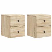 vidaXL Väggmonterat Sängbord 2 pcs Sonoma-ek 34,5 x 33 x 40 cm