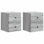 vidaXL Väggmonterat Sängbord 2 pcs Grå sonoma-ek 34,5 x 33 x 40 cm