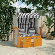 vidaXL Strandkorg med dynor konstrottning och massivt trä vit & grå