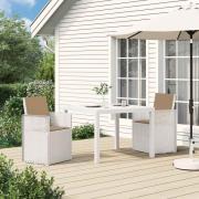 vidaXL Trädgårdsmöbelset med kudde 3 pcs Vit och taupe PP