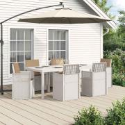 vidaXL Trädgårdsmöbelset med kudde 7 pcs Vit och taupe PP