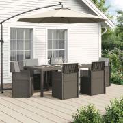 vidaXL Trädgårdsmöbelset med kudde 7 pcs Ljusgrå PP