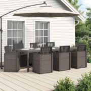 vidaXL Trädgårdsmöbelset med kudde 9 pcs Ljusgrå och antracit PP