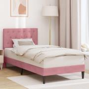 vidaXL Sängram med huvudgavel Rosa 90 x 200 cm Sammet