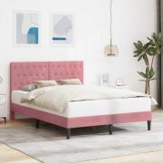 vidaXL Sängram med huvudgavel Rosa 120 x 200 cm Sammet