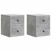 vidaXL Väggmonterat Sängbord 2 pcs Betonggrå 33 x 34,5 x 40 cm