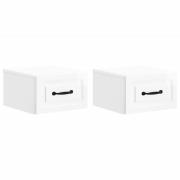 vidaXL Väggmonterat Sängbord 2 pcs Vit högglans 34,5 x 33 x 20 cm