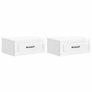 vidaXL Väggmonterat Sängbord 2 pcs Vit högglans 49 x 34,5 x 20 cm