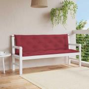 vidaXL Bänkdyna för trädgården vinröd 150x(50+50)x7 cm oxfordtyg