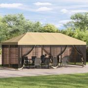 vidaXL Paviljong med väggar 6 x 3 m Gräddvit Polyester och Stål 190