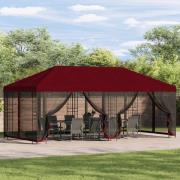 vidaXL Paviljong med väggar 6 x 3 m Vinröd Polyester och Stål 190