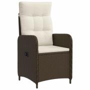 vidaXL Fällbar trädgårdstol med kudde Brun och krämvit 57 x 63 x 94 cm