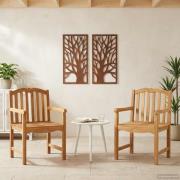 vidaXL Trädgård Stol 2 pcs Naturlig 58 x 60 x 93 cm Massivt teakträ