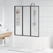 vidaXL Fällbar duschvägg Svart och Full Frost 132 x 2 x 140 cm