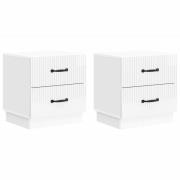 vidaXL Nattduksbord med låda 2 pcs Vit högglans 43 x 34,5 x 44,5 cm