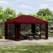 vidaXL Paviljong 4 × 3 m Vinröd Polyester och Stål 190 gsm