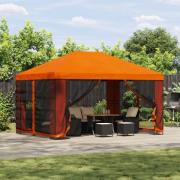 vidaXL Trädgårdsgazebo med sidoväggar 4 × 3 m Orange