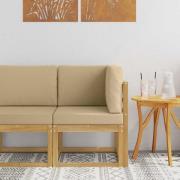 vidaXL Utehörnsoffa Massivt Akaciaträ Vit