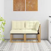 vidaXL Modulsoffa utomhus mitt och hörn med kudde 2 Stycke Vit