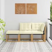 vidaXL Sektionell Soffa Enheter med kudde 3 Stycke Vit