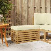 vidaXL Utomhuspall med kudde Vit 80 x 43 x 45 cm Massivt Akaciaträ