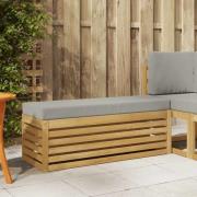 vidaXL Utomhuspall med kudde Vit 115 x 43 x 45 cm Massivt Akaciaträ