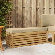 vidaXL Utomhuspall med kudde Vit 115 x 43 x 45 cm Massivt Akaciaträ