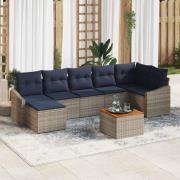 vidaXL Trädgårdsoffset med lagring 8 pcs Grå och Marinblå konstrotting