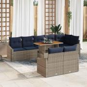 vidaXL Trädgårdsoffset med lagring 9 pcs Grå Poly rattan