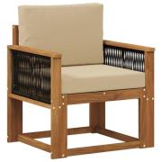 vidaXL Utomhus Mellansoffa Massivt Akaciaträ Naturlig