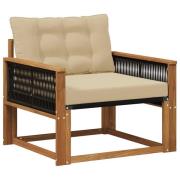 vidaXL Utomhussoffset Massivt Akaciaträ och Textilene Naturfärg