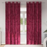 vidaXL Sammetsgardiner med gardiner 2 pcs Vinröd 225 x 140 cm Sammet
