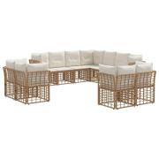 vidaXL Utomhussoffset med kudde 11 pcs Naturlig och Creamvit Polyester