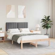 vidaXL Sängram med Klädd Huvudgavel Naturlig och Mörk Grå 120 x 200 cm