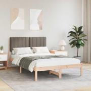 vidaXL Sängram med Klädd Huvudgavel Naturlig och Taupe 120 x 200 cm