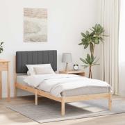 vidaXL Sängram med Klädd Huvudgavel Naturlig och Mörk Grå 90 x 200 cm